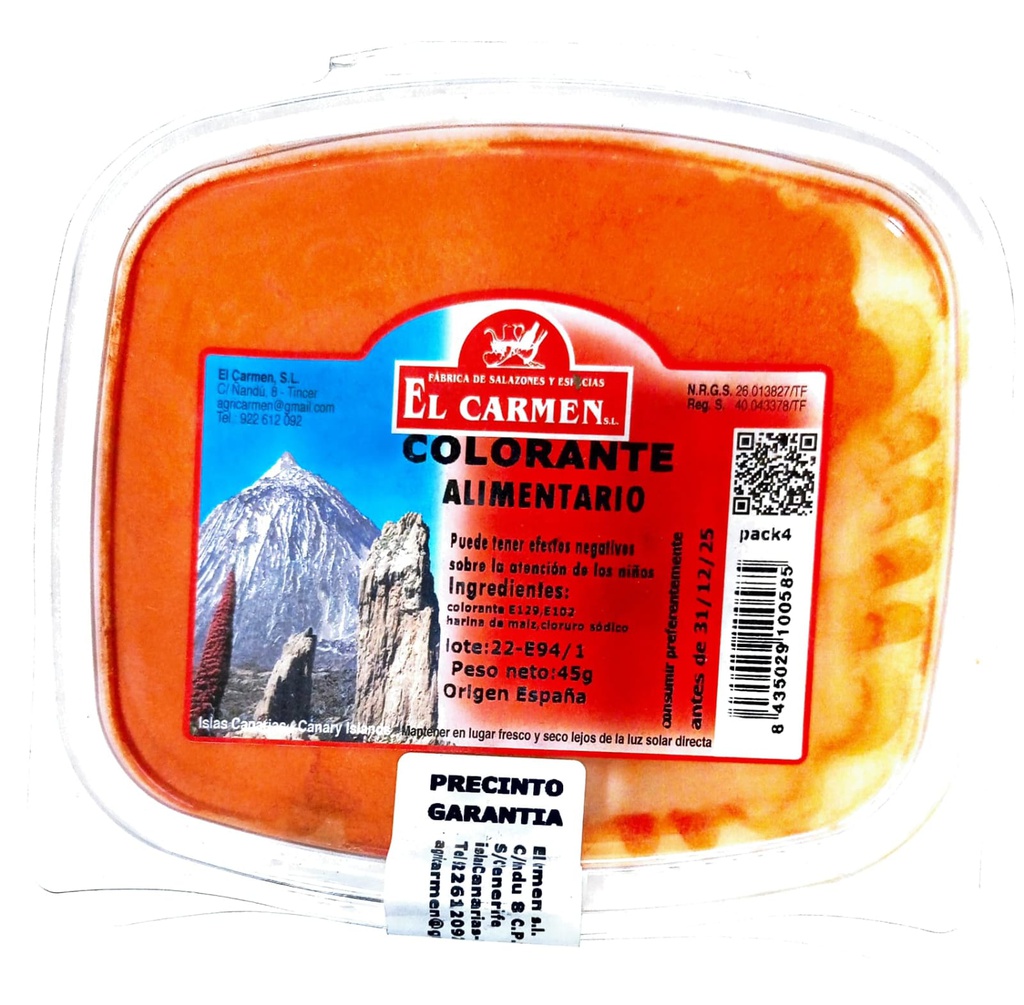 EL CARMEN COLORANTE ALIMENTARIO 45G BANDEJA