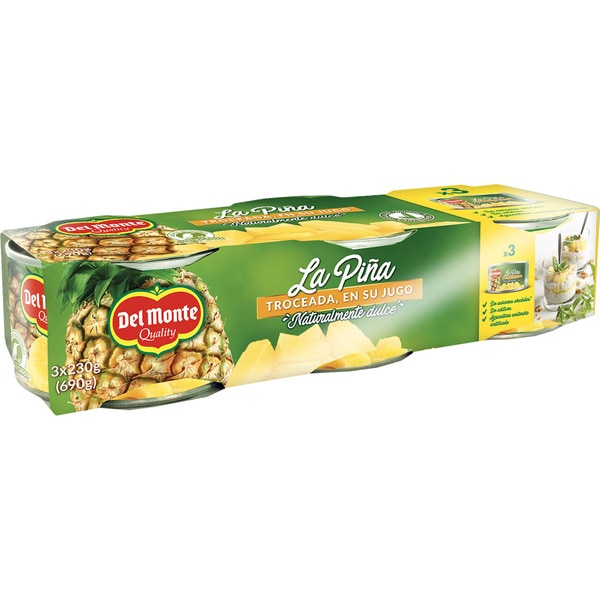 DEL MONTE PIÑA RODAJA SU JUGO PACK 3X230GR