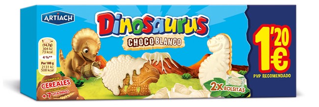 ARTIACH DINOSAURUS CHOCO BLANCO 80G 1.20€