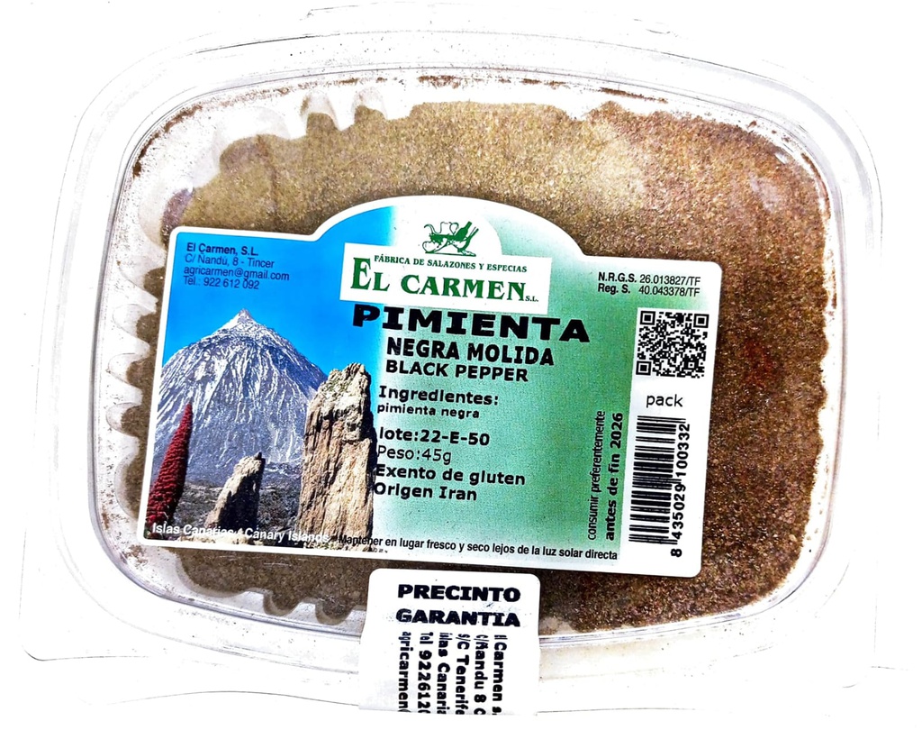 EL CARMEN PIMIENTA NEGRA MOLIDA 45G BANDEJA