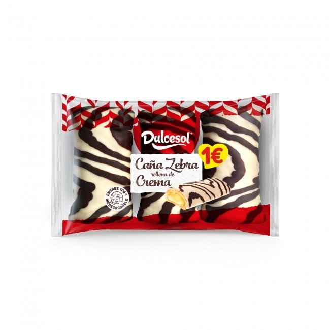 DULCESOL CAÑA ZEBRA C/CREMA 153G 1€