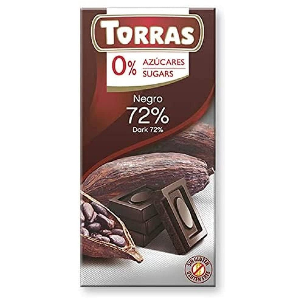 TORRAS S/A NEGRO 72% CACAO 0% 75G