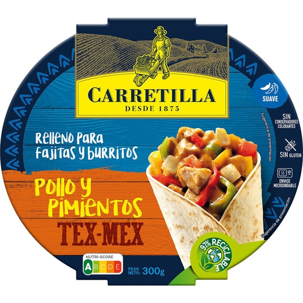 CARRETILLA RELLENO FAJITAS POLLO Y PIMIENTOS 300G