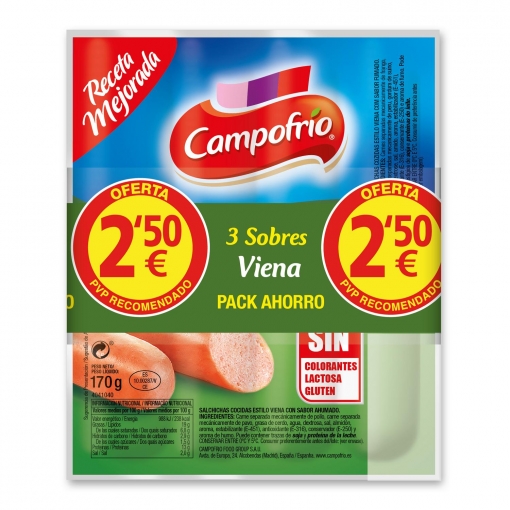 CAMPOFRIO SALCHICHAS PACK 3 VIENA